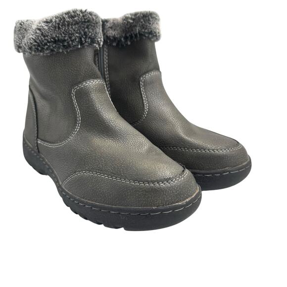 Khombu Addison Dark Gray Pebbled Vegan Leather Faux Fur Water Repellent Boots - Picture 7 of 10